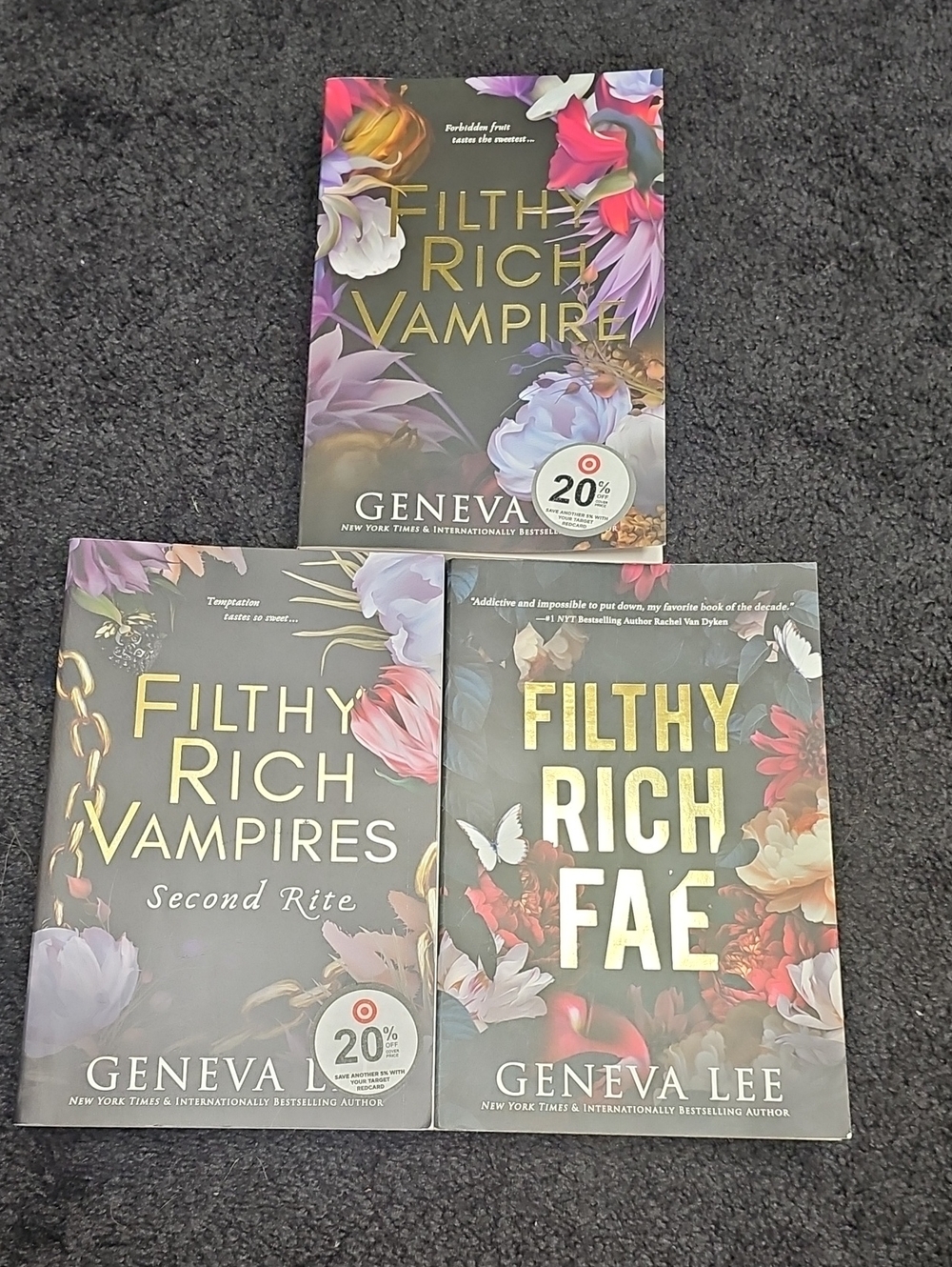 Geneva Lee Filthy Rich Vampire Trilogy - Black Floral Book Set